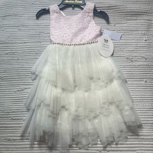 NWT Pink Formal Tulle Tiered Size 4 Dress